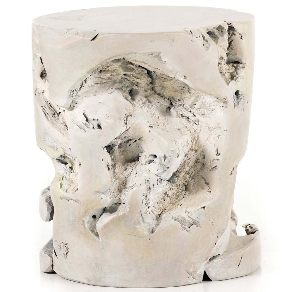 ***NLA***Teak Stool, Ivory-Furniture - Chairs-High Fashion Home
