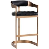 Beaumont Leather Bar Stool, Black - Furniture - Dining - High Fashion Home