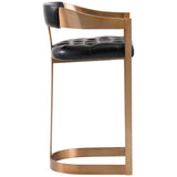 Beaumont Leather Bar Stool, Black - Furniture - Dining - High Fashion Home