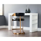 Beaumont Leather Counter Stool, Black - Furniture - Dining - High Fashion Home