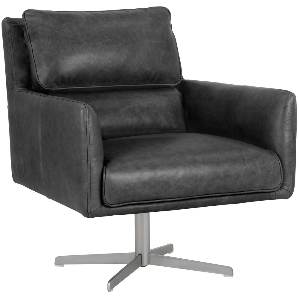Easton Swivel Chair, Marseille Black - Furniture - Chairs - High Fashion Home