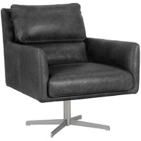 Easton Swivel Chair, Marseille Black - Furniture - Chairs - High Fashion Home