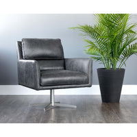 Easton Swivel Chair, Marseille Black - Furniture - Chairs - High Fashion Home
