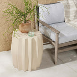 Gem Outdoor End Table, Parchment White by Four Hands