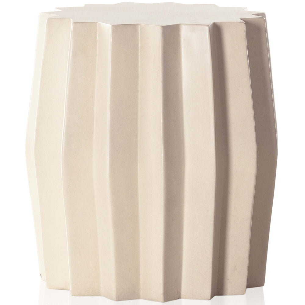 Gem Outdoor End Table, Parchment White by Four Hands
