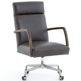 Bryson Leather Desk Chair, Chaps Ebony-Furniture - Office-High Fashion Home