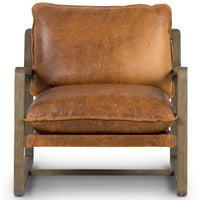 Ace Leather Chair, Raleigh Chestnut-Furniture - Chairs-High Fashion Home