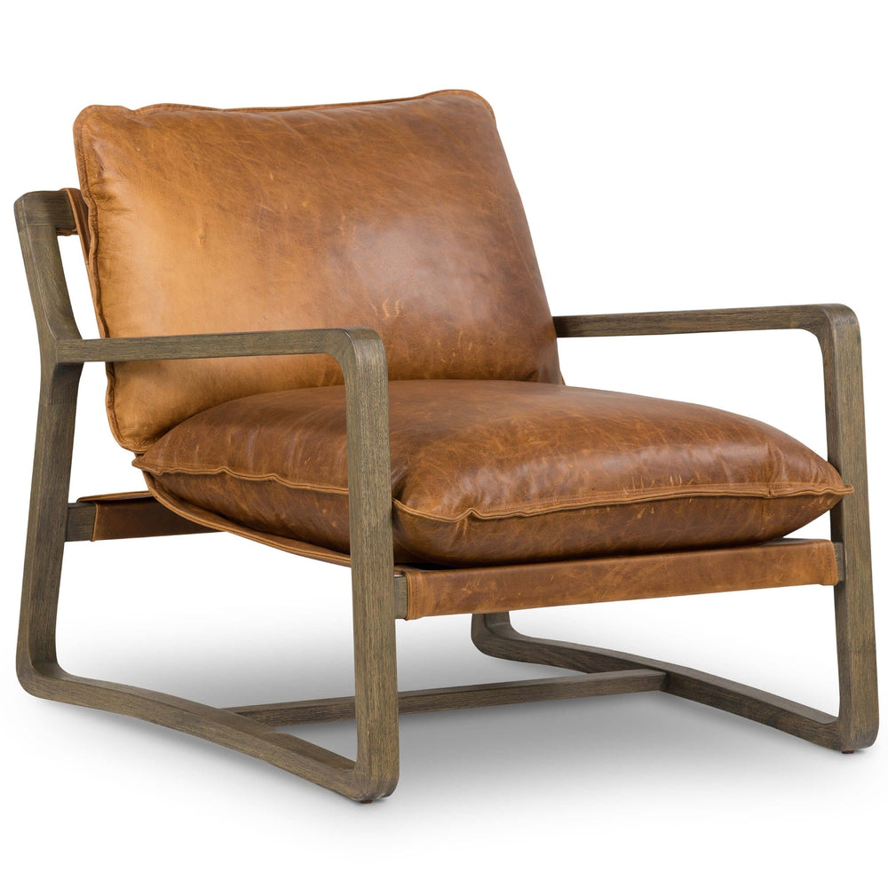 Ace Leather Chair, Raleigh Chestnut-Furniture - Chairs-High Fashion Home