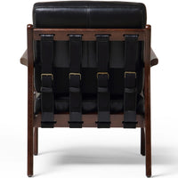 Silas Leather Chair, Aged Black/Espresso Walnut-Furniture - Chairs-High Fashion Home