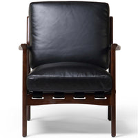 Silas Leather Chair, Aged Black/Espresso Walnut-Furniture - Chairs-High Fashion Home