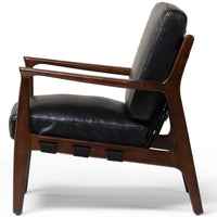 Silas Leather Chair, Aged Black/Espresso Walnut-Furniture - Chairs-High Fashion Home