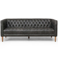 William 75" Leather Sofa, Natural Washed Ebony-Furniture - Sofas-High Fashion Home