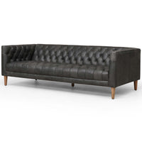 William 75" Leather Sofa, Natural Washed Ebony-Furniture - Sofas-High Fashion Home