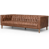 William 75" Leather Sofa, Natural Washed Chocolate-Furniture - Sofas-High Fashion Home