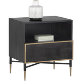 Marwood Nightstand, Brass/Dark Brown-Furniture - Bedroom-High Fashion Home