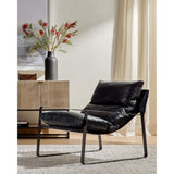 Emmett Leather Sling Chair, Dakota Black-Furniture - Chairs-High Fashion Home