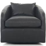 Topanga Swivel Leather Chair, Heirloom Black-Furniture - Chairs-High Fashion Home