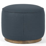Sinclair Round Ottoman, Fresno Cobalt-Furniture - Chairs-High Fashion Home