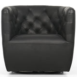 Hanover Leather Swivel Chair, Heirloom Black-Furniture - Chairs-High Fashion Home