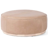 Sinclair Large Round Leather Ottoman, Burlap-Furniture - Chairs-High Fashion Home