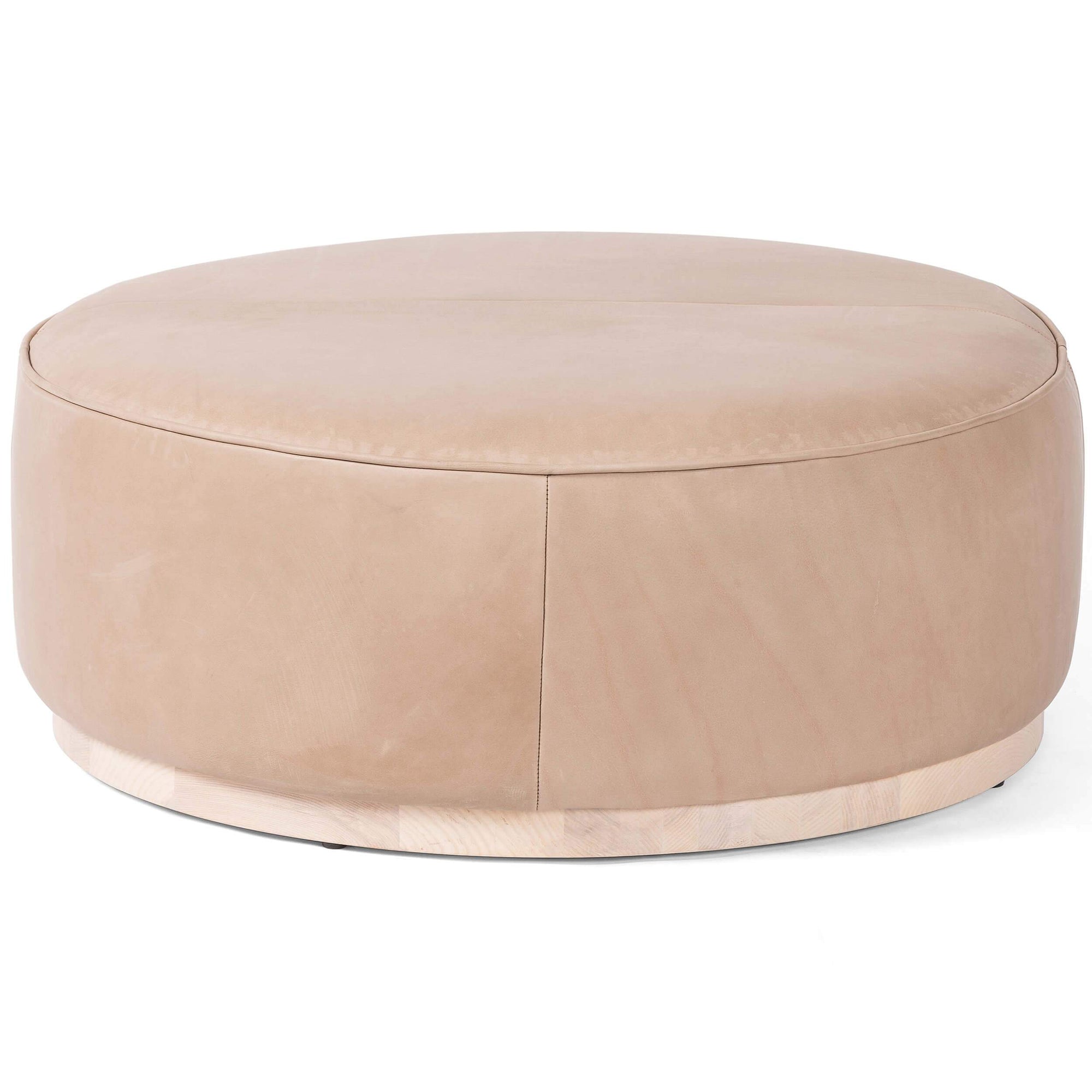 Large round discount leather ottoman