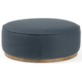 Sinclair Large Round Ottoman, Fresno Cobalt-Furniture - Chairs-High Fashion Home