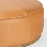 Sinclair Large Round Leather Ottoman, Butterscotch-Furniture - Chairs-High Fashion Home