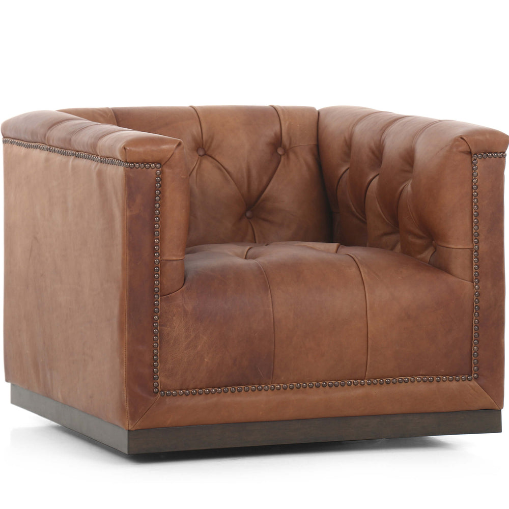 Maxx Leather Swivel Chair, Heirloom Sienna-Furniture - Chairs-High Fashion Home