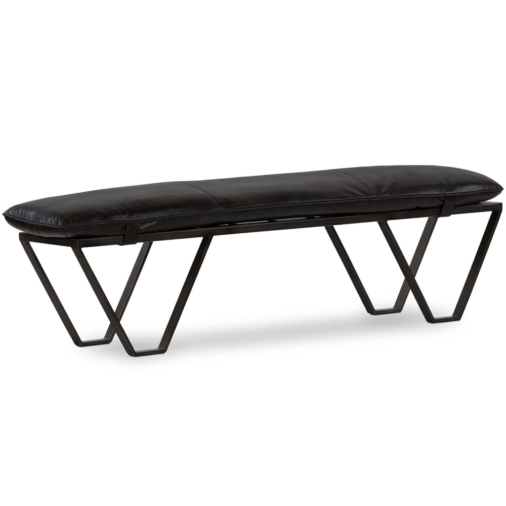 Darrow Leather Bench, Sonoma Black-Furniture - Chairs-High Fashion Home