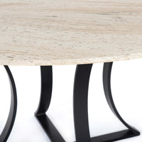 Gage 60" Dining Table, White Travertine-Furniture - Dining-High Fashion Home
