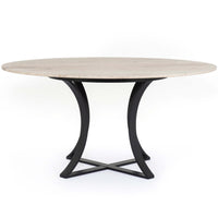Gage 60" Dining Table, White Travertine-Furniture - Dining-High Fashion Home