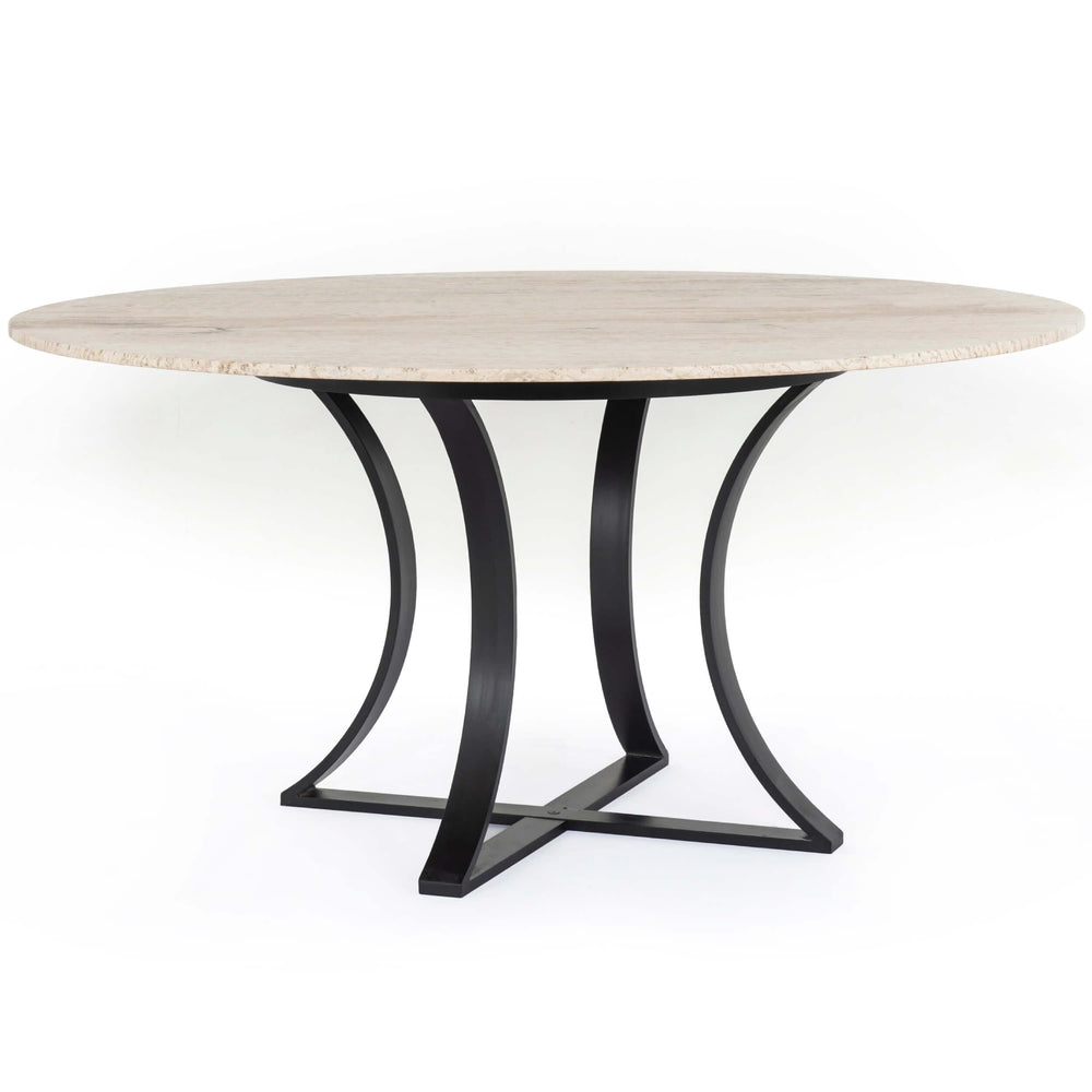 Gage 60" Dining Table, White Travertine-Furniture - Dining-High Fashion Home