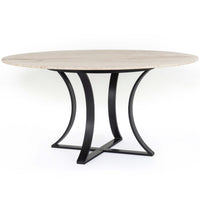 Gage 60" Dining Table, White Travertine-Furniture - Dining-High Fashion Home