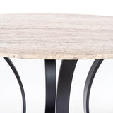 Gage 48" Dining Table, White Travertine-Furniture - Dining-High Fashion Home