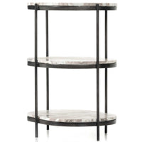 Felix Oval Nightstand, Canyon Marble/Hammered Grey-Furniture - Bedroom-High Fashion Home