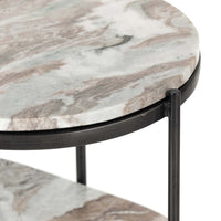 Felix Oval Nightstand, Canyon Marble/Hammered Grey-Furniture - Bedroom-High Fashion Home