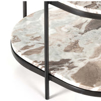 Felix Oval Nightstand, Canyon Marble/Hammered Grey-Furniture - Bedroom-High Fashion Home