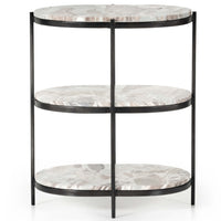 Felix Oval Nightstand, Canyon Marble/Hammered Grey-Furniture - Bedroom-High Fashion Home