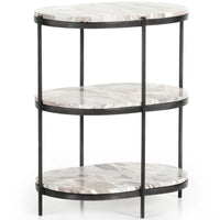 Felix Oval Nightstand, Canyon Marble/Hammered Grey-Furniture - Bedroom-High Fashion Home