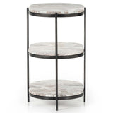 Felix Oval Nightstand, Canyon Marble/Hammered Grey-Furniture - Bedroom-High Fashion Home