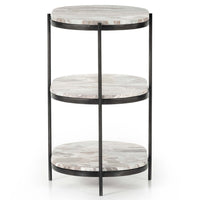 Felix Oval Nightstand, Canyon Marble/Hammered Grey-Furniture - Bedroom-High Fashion Home