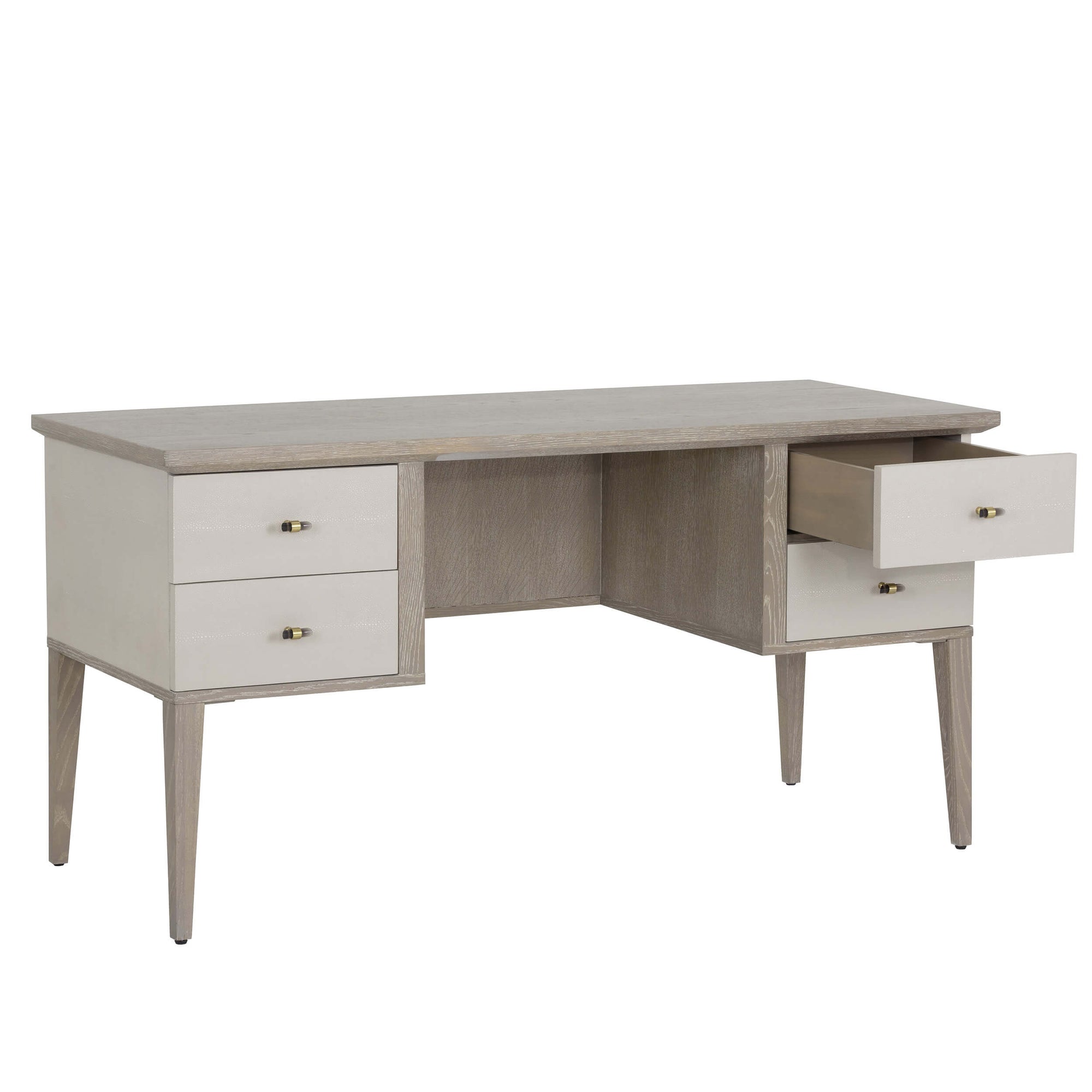 Pattinson Desk White Ceruse Cream Shagreen High Fashion Home