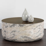 Diaz Coffee Table, Marble Look/Antique Brass-Furniture - Accent Tables-High Fashion Home