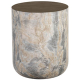 Diza End Table, Marble Look/Antique Brass-Furniture - Accent Tables-High Fashion Home