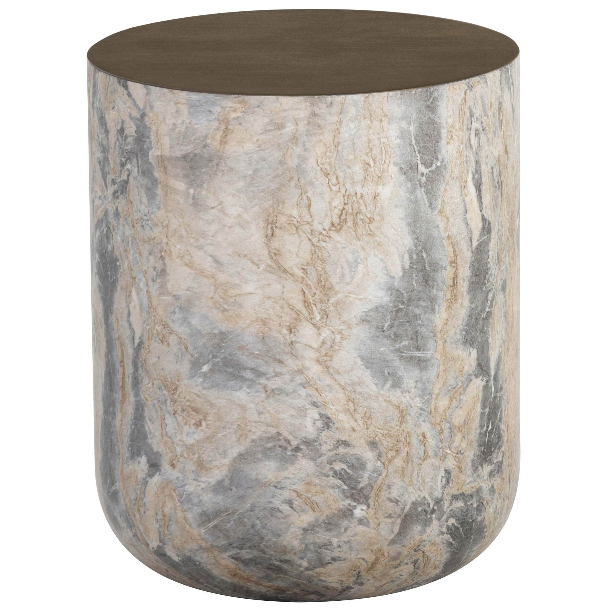Diaz End Table, Marble Look/Antique Brass High Fashion Home