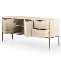 Trey Media Console Table, Dove Poplar-Furniture - Storage-High Fashion Home