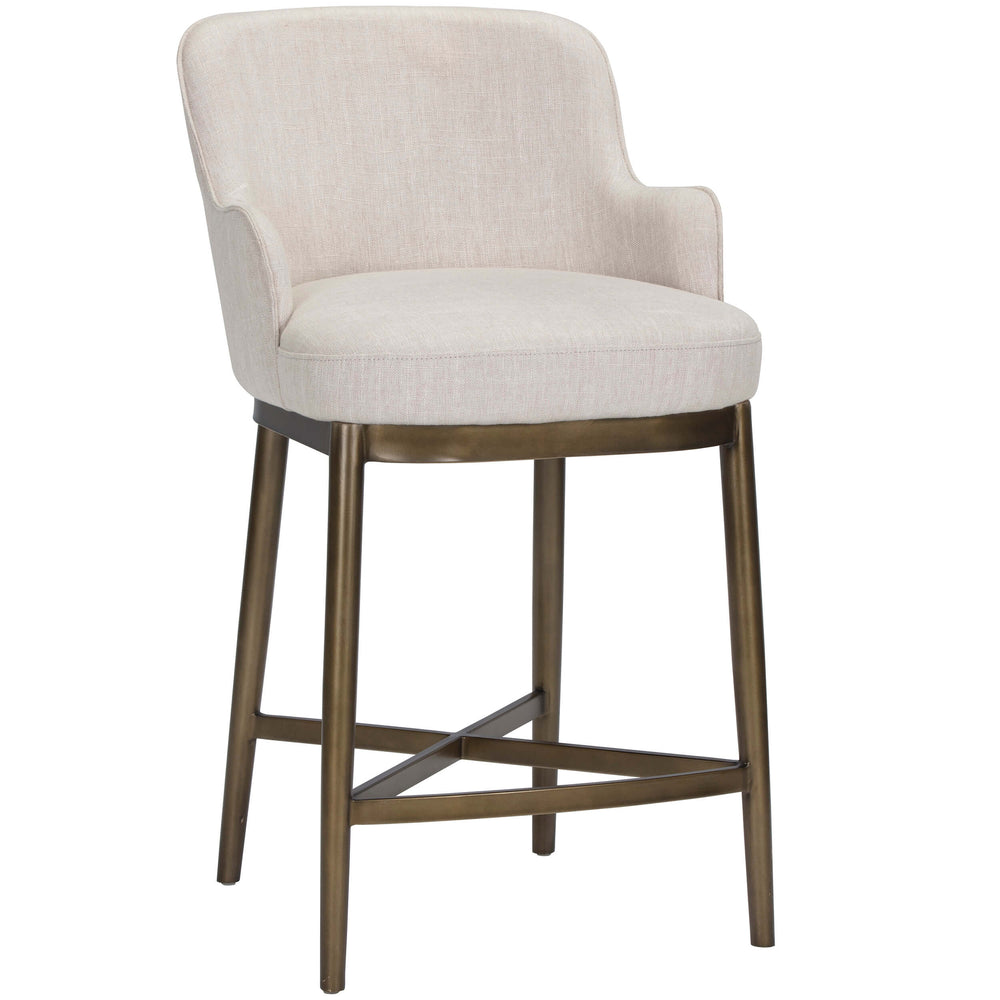 Franklin Counter Stool, Beige Linen-Furniture - Dining-High Fashion Home