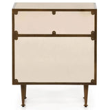 Shagreen Bedside Table, Ivory/Antique Brass-Furniture - Bedroom-High Fashion Home