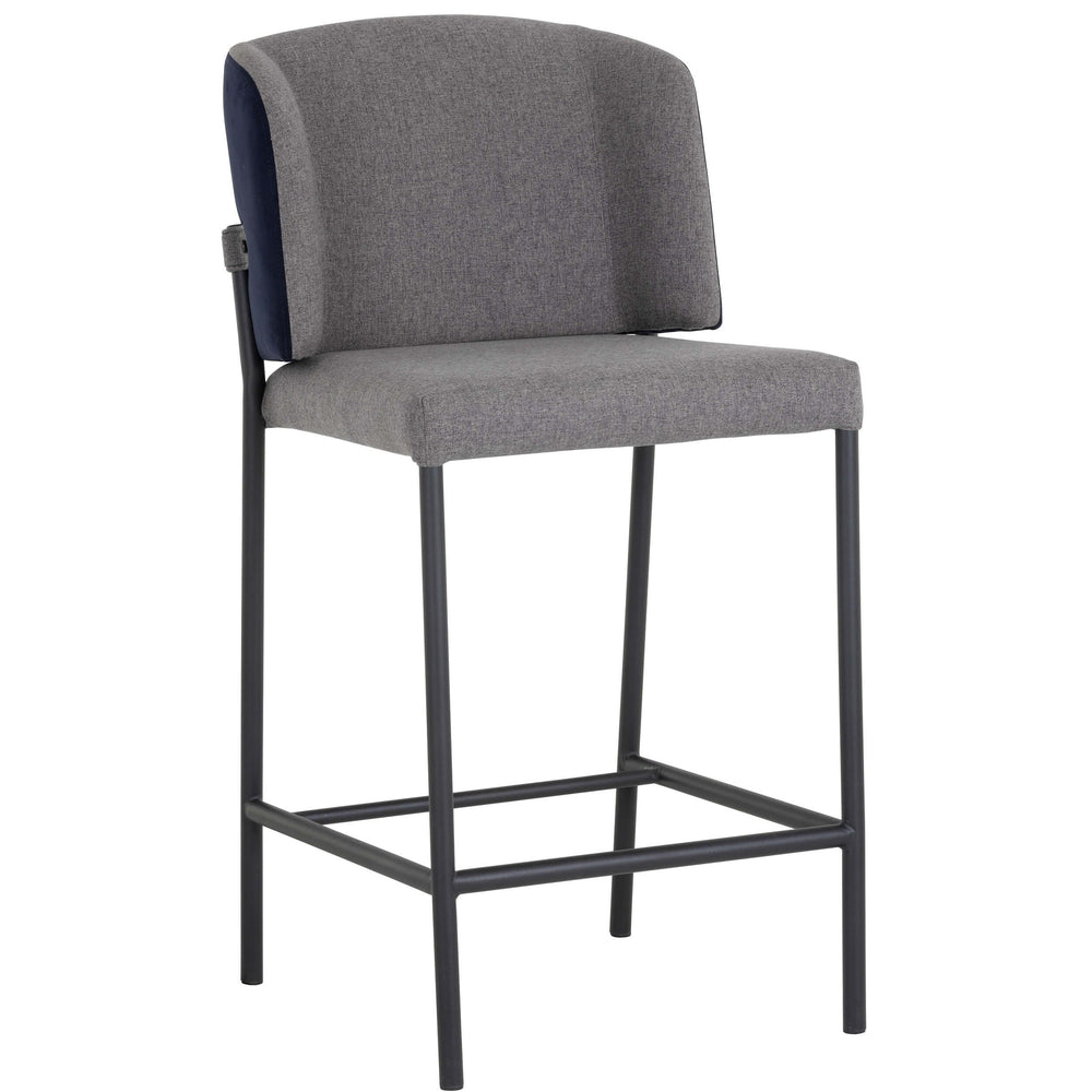 Pearce Counter Stool, Dark Grey/Abbington Navy-Furniture - Dining-High Fashion Home