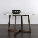 Flores Dining Table, Ebony Brown White Marble-Furniture - Dining-High Fashion Home